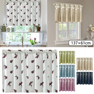 Kitchen Valances for Windows,Floral Small Curtain and Drapes Curtains 1 Panels - Picture 1 of 37