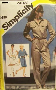 Vintage 80s Simplicity 6031 Womens Size 8 Jumpsuit Romper Dress Pattern COMPLETE - Imagen 1 de 2
