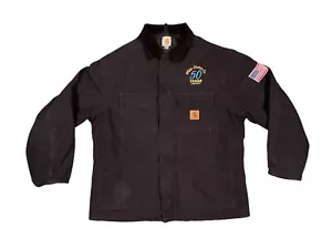 Carhartt Quilt Lined Jacket Coat Men’s XL Black Corduroy Collar Workwear Clean - Picture 1 of 8