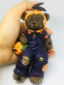 Porcelain Figurine Statue Bear whose Head Pumpkin 5" Decor Halloween Mobile Legs - Picture 1 of 11