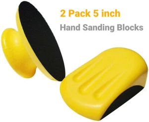 4X 5" Mouse Round Foam Hand Sander Sanding Blocks Pads Hook Loop Sandpaper Discs - Picture 1 of 7