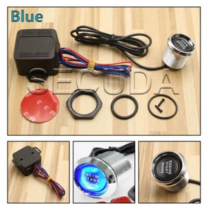 Hi-Q 12V Car Engine Blue Universal Start Push Button Switch Ignition Kit - Picture 1 of 8