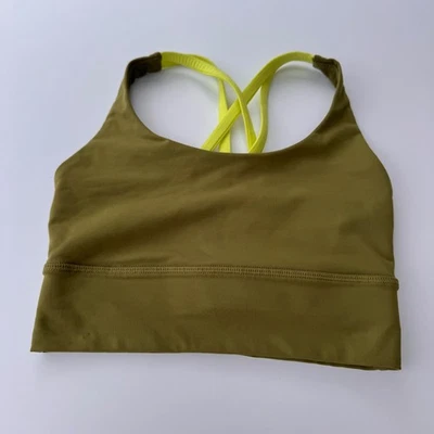 Lululemon Olive Green Yoga Athleisure Workout Cross Back Sports Bra Size 2 - Image 1 of 3