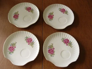FOUR Napco China Snack Plates Floral W/ Gold Edge - Bild 1 von 4