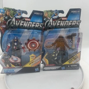 2 MARVEL AVENGERS MOVIE SERIES 3.75" FIGURE NICK FURY and CAPTAIN AMERICA NEW - Picture 1 of 22