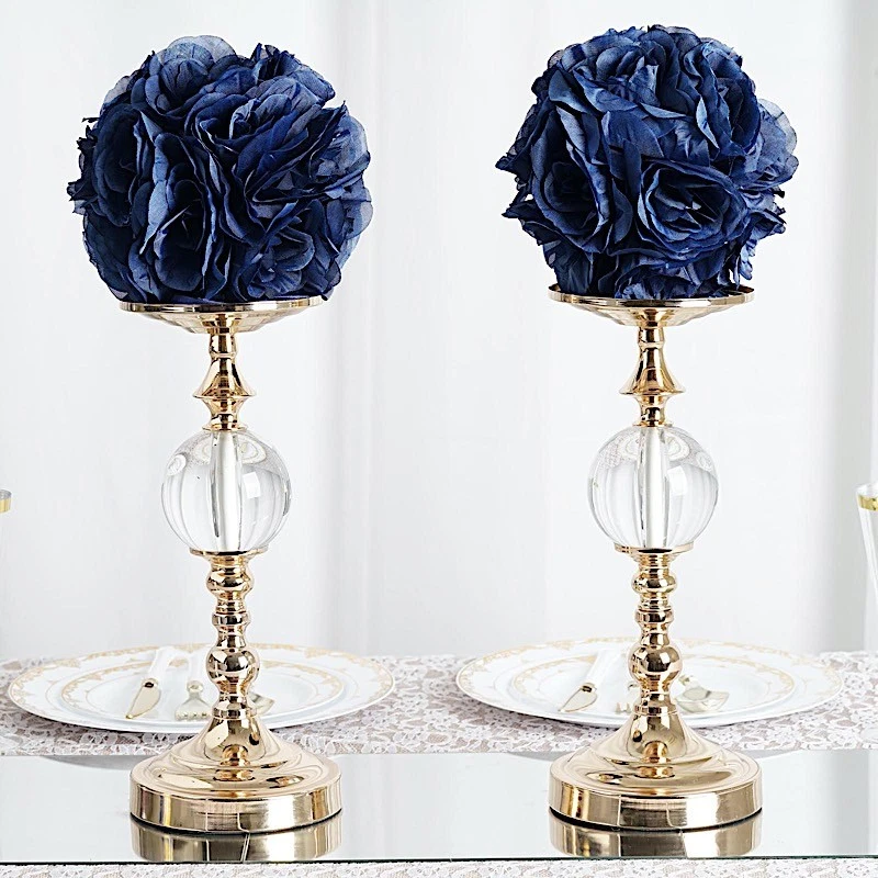 2 centros de mesa AZUL MARINO 7" rosas de seda flores bolas para besos boda eventos Foto 1 de 4