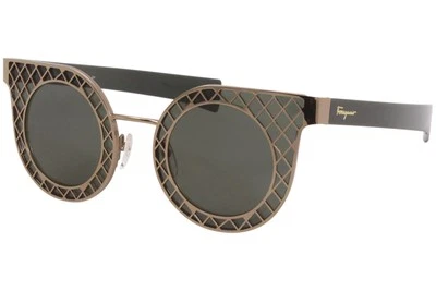 Salvatore Ferragamo SF171S 765 Sunglasses Women's Amber Gold-Green/Green Lenses - Image 1 of 4
