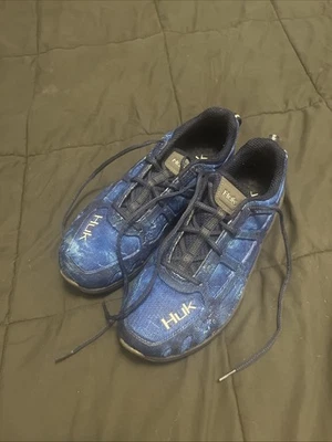 HUK ATTACK PERFORMANCE FISHING SHOES. Men’s Size 10. Blue Camo - Image 1 of 4