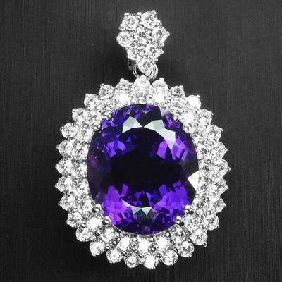 Mistical Vivid Purple Ametist 24,05 carati argento sterling 925 ciondoli in... - Immagine 1 di 4