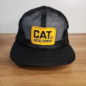 Vintage Cat Diesel Power Patch Hat SnapBack All-Mesh Trucker Black Cap USA - Picture 1 of 6