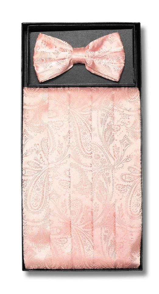 Cumberbund & BowTie PEACH Color PAISLEY Design Men's Cummerbund Bow Tie Set - Image 1 of 1