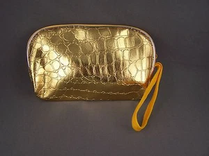 Gold faux leather gator print coin change zipper purse zip top 5.75" wide - Picture 1 of 4