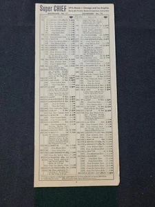 Horario "Super Chief" del ferrocarril de Santa Fe (años 50) - Imagen 1 de 2