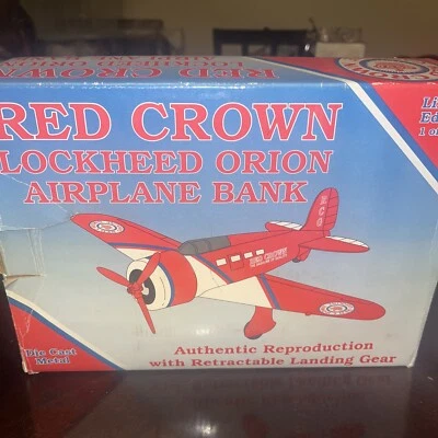 Rare Spec Cast 1994 Red Crown Gasoline Lockheed Orion Airplane Bank 1 of 5000 - Image 1 of 4
