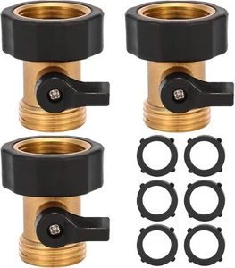 3 Pack 3/4" Brass Garden Hose Shut Off Valve1-Way Restricted-Flow Water Shut-... - Picture 1 of 3