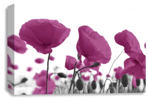 Blumen Wandbild Lila Wohnzimmer Schlafzimmer Gerahmtes Leinwandbild Fertig zum Aufhängen - Bild 1 von 6