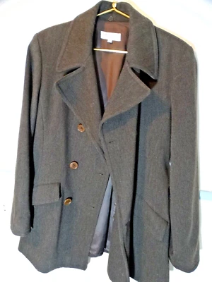 Abrigo Giorgio Armani Talla 8 Marrón Claro Gris Lana Vintage Guisante Italia con Cinturón Elegante Foto 1 de 4