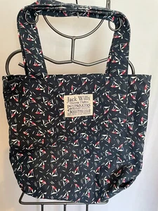Jack Wills Canvas Tote Bag, Navy with pattern Shoulder straps, Gym, Shopping etc - Picture 1 of 4