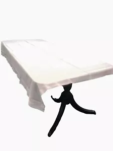 Vintage Unbranded Large 78"X102" White Dining Table Tablecloth 11 Napkins Flaws - Picture 1 of 11