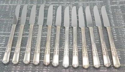 12 Oneida Tudor Plate Royal York New French Hollow Grille Cuchillo Plateado  Foto 1 de 4