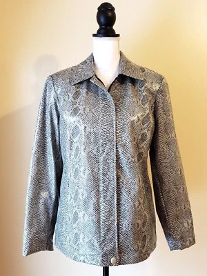 Chaqueta para mujer Alanni by Donny Brook estampado animal serpiente cremallera completa gris talla mediana Foto 1 de 4