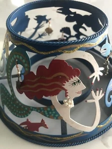 ROSSI BY SILVESTRI MERMAID PIERCED TIN CANDLE JAR SHADE RETIRED FREE SHIPPING US - Picture 1 of 5