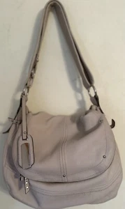 B. Makowsky Beige Leather Bucket Bag Shoulder Bag Crossbody Convertible Strap - Picture 1 of 17