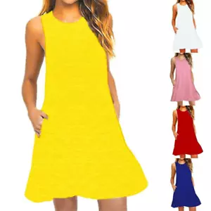 Women Dress Sundress Beach Outdoor Casual Comfy Fashion Loose Mini S-2XL - Picture 1 of 13