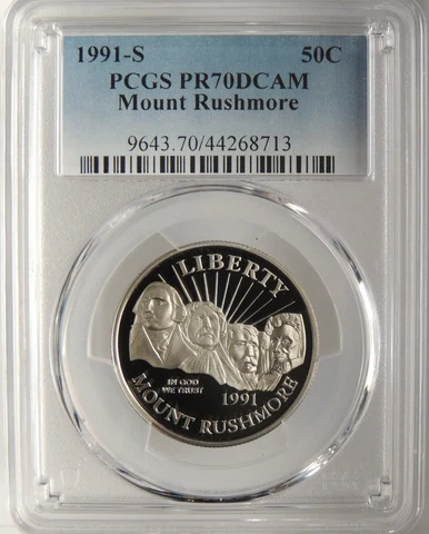 1991-S 50C MOUNT RUSHMORE COMMEMORATIVE HALF DOLLAR PCGS PR70DCAM #44268713 Cover