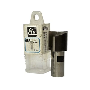 Elu E47031 HSS D25 mm dos flautas enrutador recto cortador de brocas M12x1 mm vástago roscado - Imagen 1 de 6