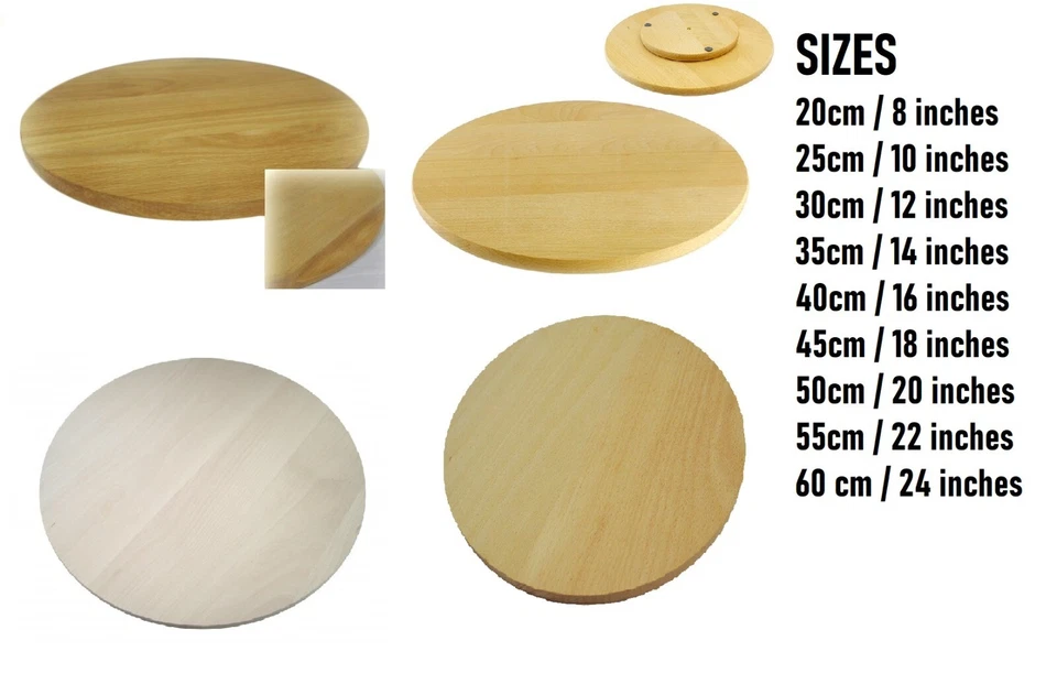 Pizza Round circular wooden board - Types with Handles Legs Round 20-60cm 8-24" - Image 1 of 1