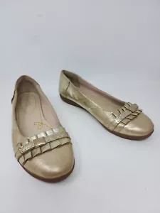 Clarks Somerset bequeme Damenschuhe 9,5 goldfarbenes Leder metallic Ballerinas - Bild 1 von 12