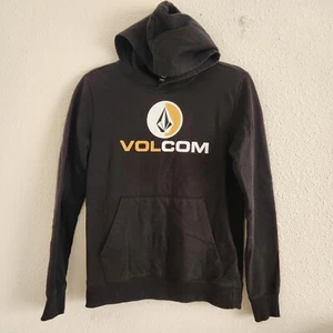 Volcom Sweatshirt Hoodie Size Youth Large Black Front Pockets Skate Surf Snow - Picture 1 of 12