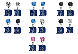 Duke Blue Devils Crystal Bling Earrings Stud Post Dangle - Mix & Match Colors - Picture 1 of 2