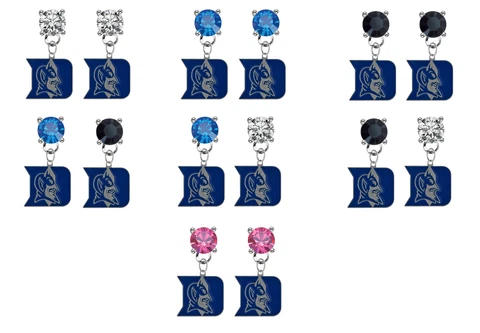 Duke Blue Devils Crystal Bling Earrings Stud Post Dangle - Mix & Match Colors Cover