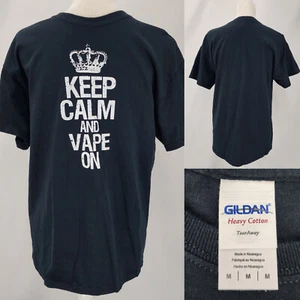 New Gildan Adult Mens Medium Heavy Cotton Keep Calm Vape On Solid Black T-Shirt - Picture 1 of 12