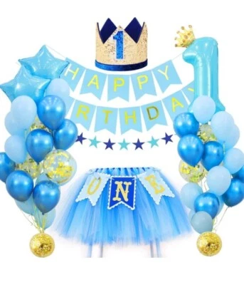 Kbrand 1st Birthday Decors For Your Baby Boy With Blue Party Supplies  - Image 1 of 4