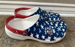 Disney Parks Americana Crocs M10/W12 USA Patriotic Stars Flag Red White Blue - Picture 1 of 8