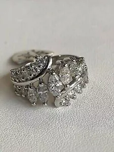 2Ct Marquise Cut Lab Created Diamond Wedding Ring 14K White Gold Finish Women's - Picture 1 of 3