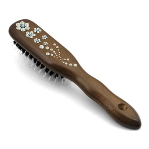 Mont Bleu Hair Brush HBMB-16.6 created with Swarovski®Crystals Flowers Aquamarin - Picture 1 of 4