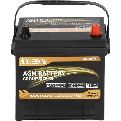 Platinum AGM Battery Group 35 12V 55AH 100RC 650CCA Rechargeable Car Battery - Image 1 of 4