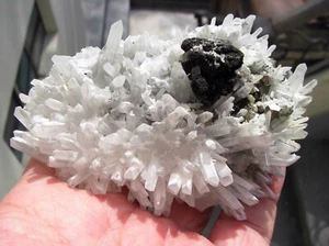 SPHALERIT & PYRITE mit KLAREM FEINQUARZCLUSTER aus PERU....WUNDERSCHÖNES STÜCK - Bild 1 von 12