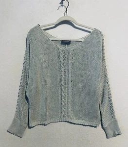 Anthropologie Wooden Ships Sweater Womens Medium Gray Cable Knit Dolman Sleeve - Picture 1 of 7