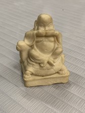 Vintage Antique Hand Carved Buddha On Turtle Mexico 3.75” Tall 