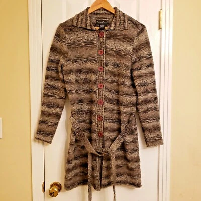 Cárdigan suéter gris marrón pequeño Mercer & Madison para mujer manga larga mezcla lana Foto 1 de 4