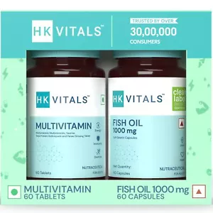 HealthKart HK Vitals Fischöl und Multivitamin Kombination, 60 Omega 3 Fischöl... - Bild 1 von 6