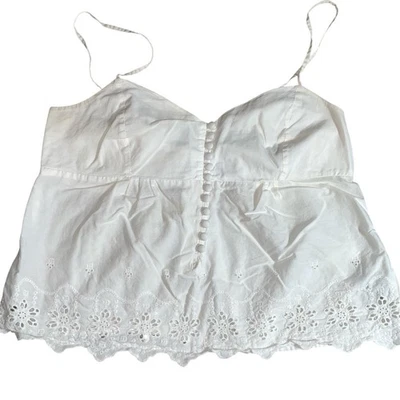 Y2K White Eyelet Button Camisole Tank Top Size M - Image 1 of 4