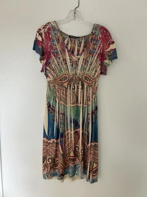 Vestido elástico APT.9 para mujer talla PXL multicolor cachemira cuentas cuello en V manga corta Foto 1 de 4