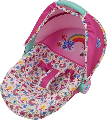 : Deluxe Doll Car Seat - Pink & Rainbow - 3-in-1, Fits Dolls Up to 18", Multifun - Image 1 of 4