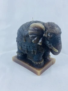 Elefant - Wachskerze Figur dekorativ geschnitzt asiatisch braun 4" unparfümiert - Bild 1 von 14